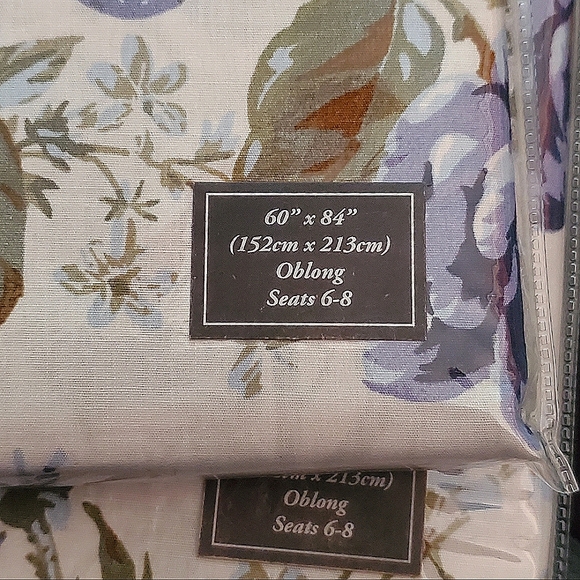 60" x 84" Oblong "Jaden" Blue Floral Tablecloth by Waterford Linens - Picture 9 of 9